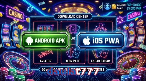 Main screen of Daulat777 download page for PK players