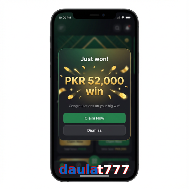 Main screen of Daulat777 win page for PK players